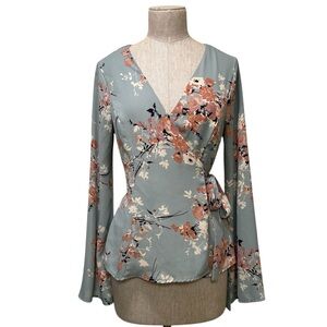 June & Hudson Floral Wrap Top